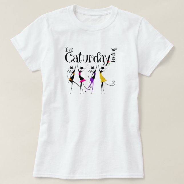 Caturday Feeling Kattälskare T-Shirt (Design framsida)