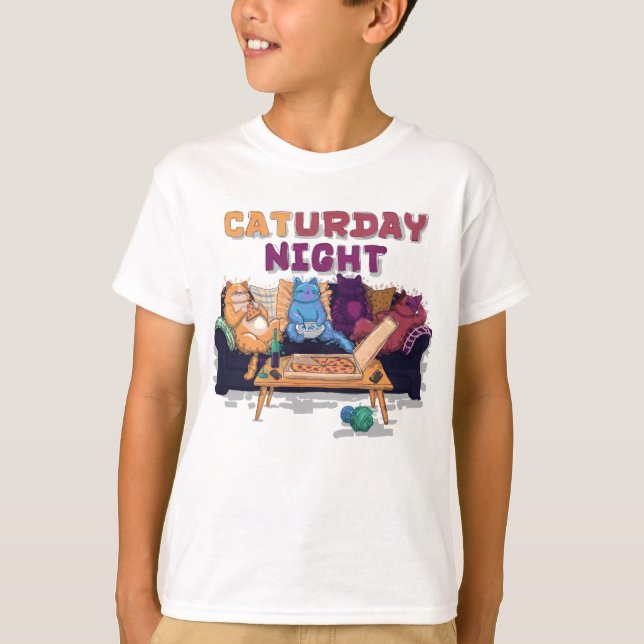 Caturday Nght T Shirt (Framsida)