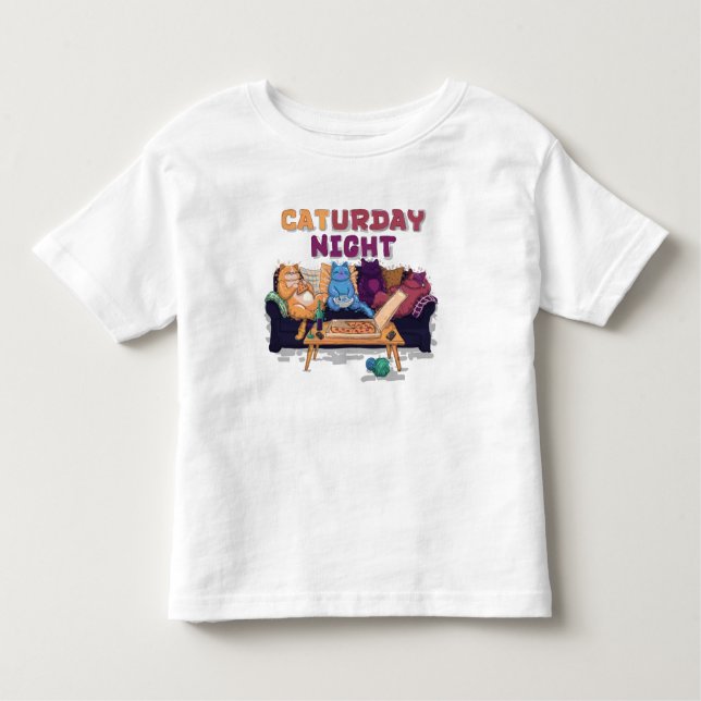 Caturday Nght T Shirt (Framsida)
