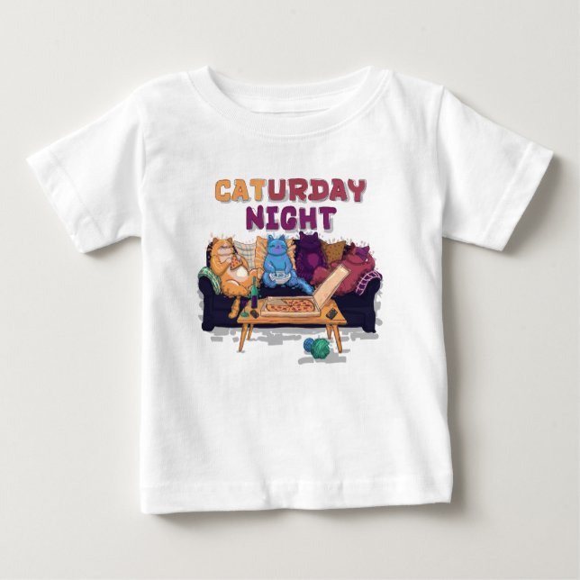 Caturday Nght T Shirt (Framsida)