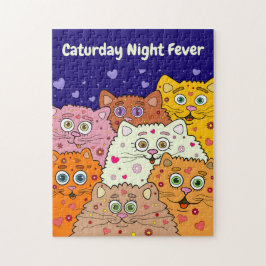 Caturday Night Fever, Cute Tecknad Cats Pussel
