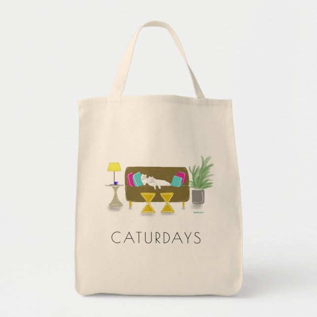 "CATURDAYS-" livsmedeltoto Tygkasse (Framsidan)