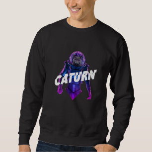 Caturn Rymd Katt Astronaut Lång Ärmad Tröja