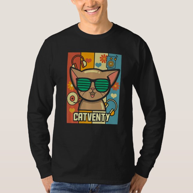 Catventy Retro 70s Cat T Shirt (Framsida)
