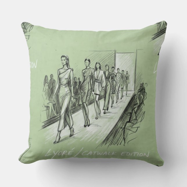 Catwalk Edition" Sage Green Modeshow Kudde (Framsida)