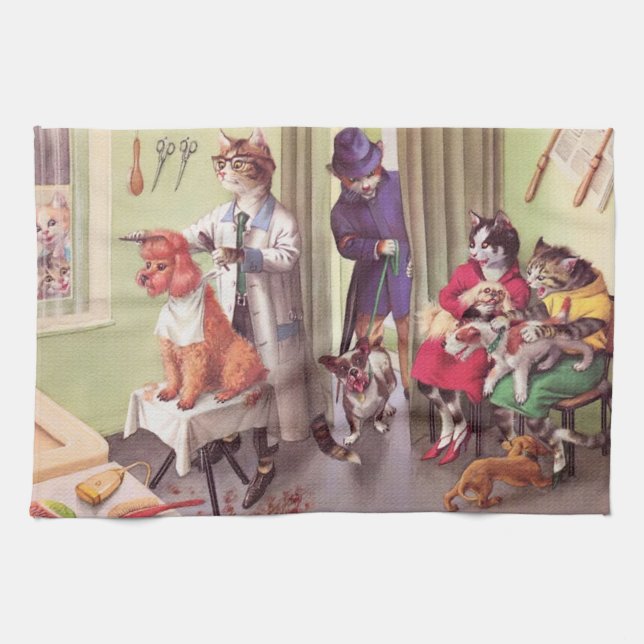 CATWALKS: Bulldogg på barberarna - Teahandduk Kökshandduk (Horisontell)