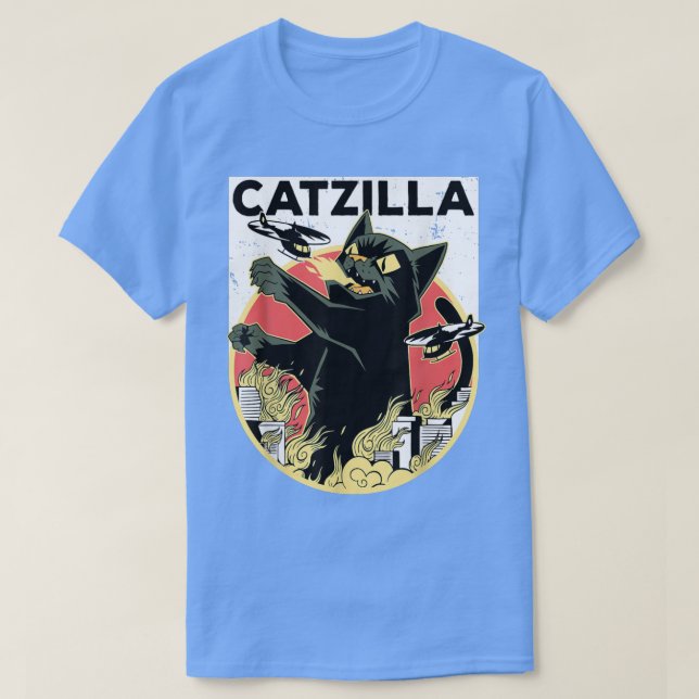 CATZILLA Black Cat Apparel  Catzilla  T Shirt (Design framsida)