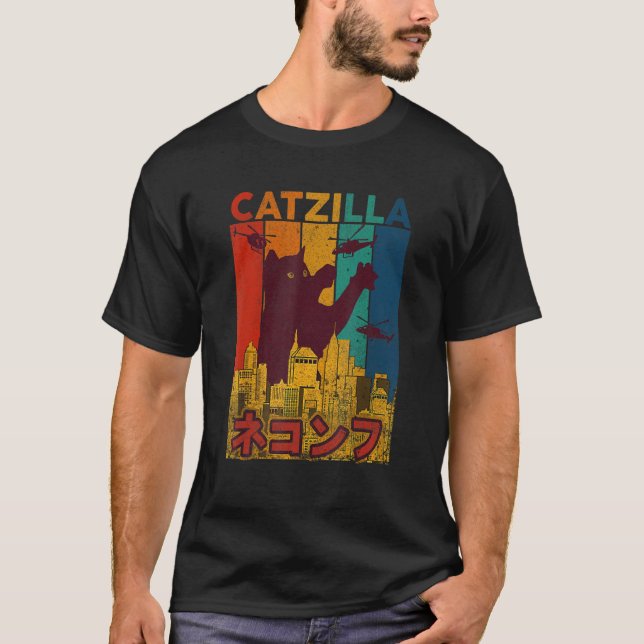 Catzilla Ca  Katt Katt T Shirt (Framsida)
