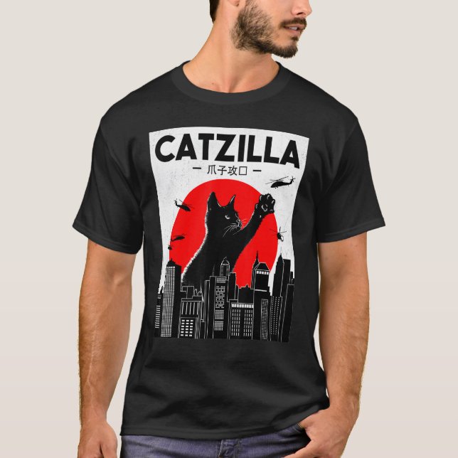 Catzilla Ca  Katt Katt T Shirt (Framsida)