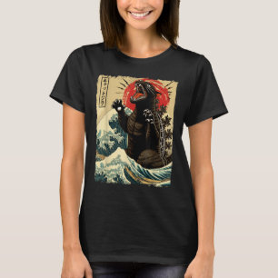 Catzilla Cat Art Funny Cat Japanska För manar kvin T Shirt