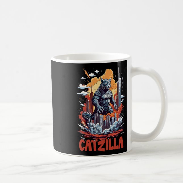 Catzilla Cat City Skyline Funny Kaffemugg (Höger)