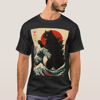 Catzilla Cat Japanese Art Funny Gifts for Men Wome T Shirt