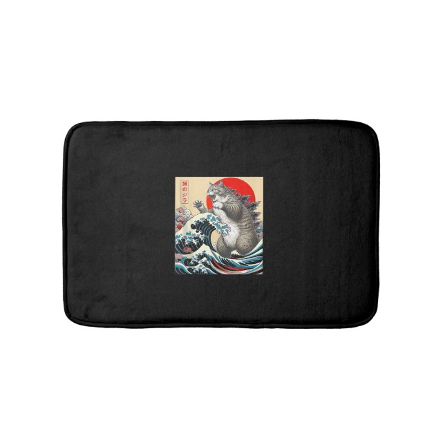 Catzilla Cat Japansk Art Funny Cat-gåvor För manar Badrumsmatta (Framsidan)