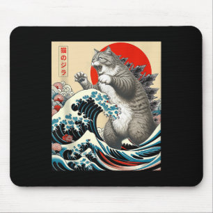 Catzilla Cat Japansk Art Funny Cat-gåvor För manar Musmatta