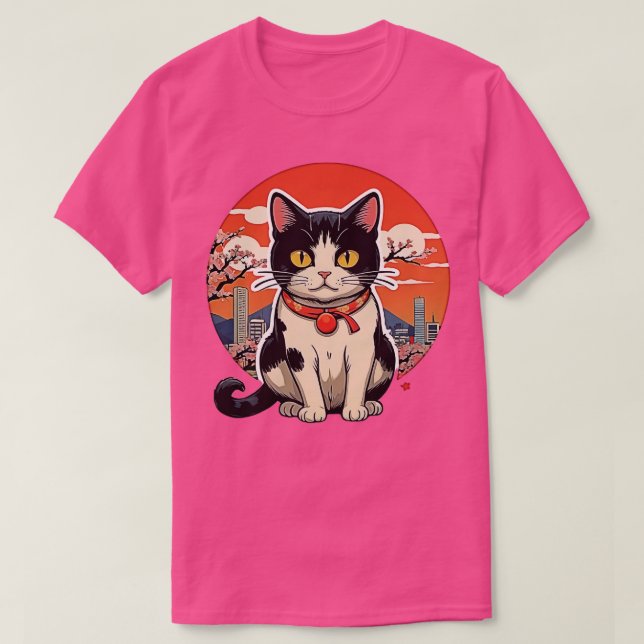Catzilla Cat Japansk Art Funny Cat-gåvor T Shirt (Design framsida)