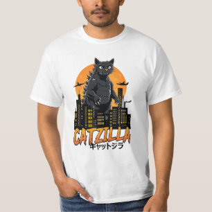Catzilla Cat Japansk Art Funny Cat-gåvor T Shirt
