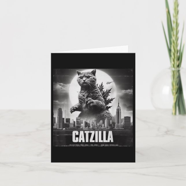 Catzilla Cat Japansk Art Funny Kort (Framsida)