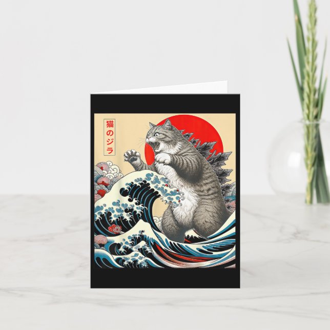 Catzilla Cat japansk art Kort (Framsida)