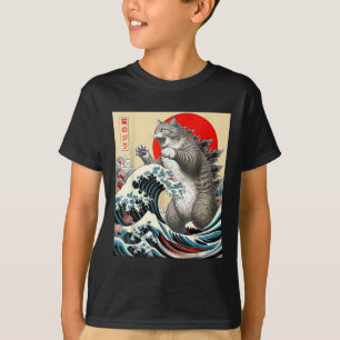 Catzilla Cat japansk art T Shirt