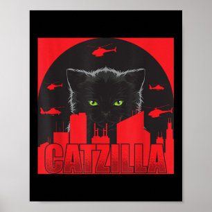 Catzilla Cat japansk Cat Funny Catzilla Poster