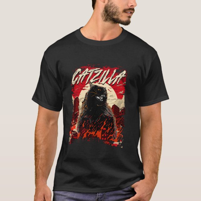 Catzilla - Cat Lover Kitten Owner Kattunge T Shirt (Framsida)