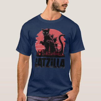Catzilla Fierce Kattdjur Monster retro T Shirt