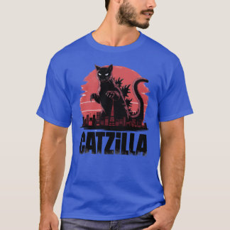 Catzilla Fierce Kattdjur Monster retro T Shirt