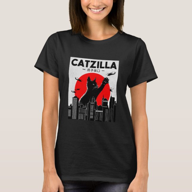 Catzilla Funny Cat Funny Cat Cat Lover T Shirt (Framsida)