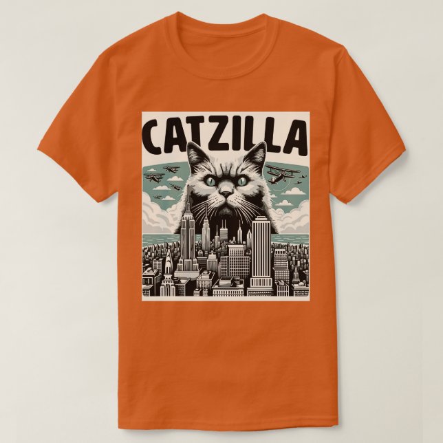 Catzilla Funny Cat Kitten Design 1 T Shirt (Design framsida)
