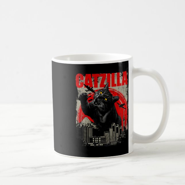 Catzilla - Funny Cat Lover Kitten Kattunge Kort Sl Kaffemugg (Höger)
