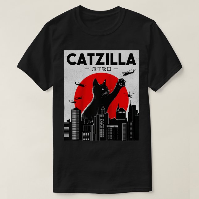 Catzilla Funny Cat, Lusnykatt, Cat Lover T Shirt (Design framsida)