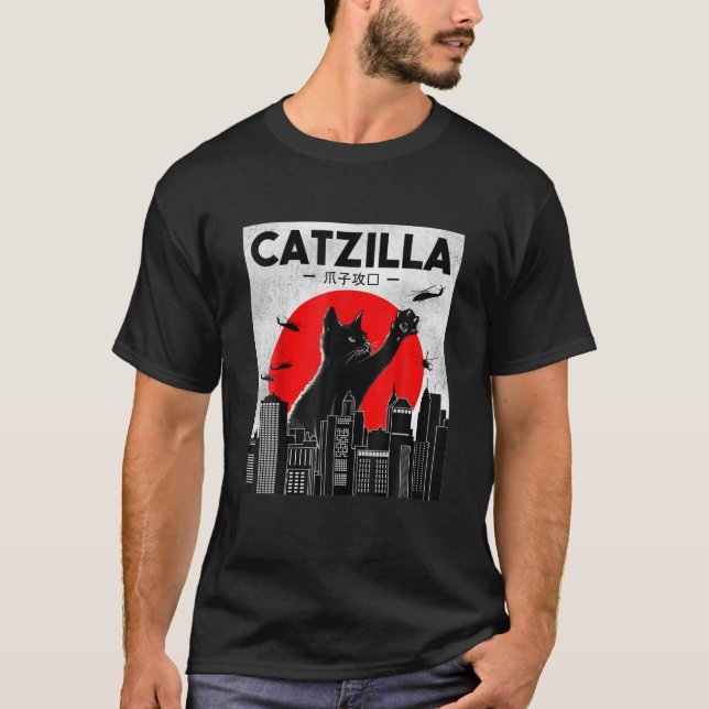 Catzilla Funny Cat, Lusnykatt, Cat Lover T Shirt (Framsida)