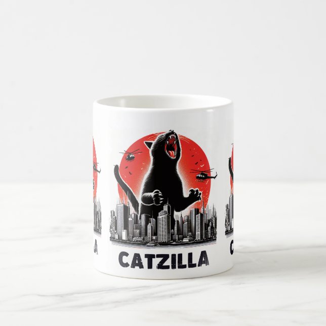 Catzilla Funny Cat Rampage Epic Kattdjur Monster C Kaffemugg (Center)