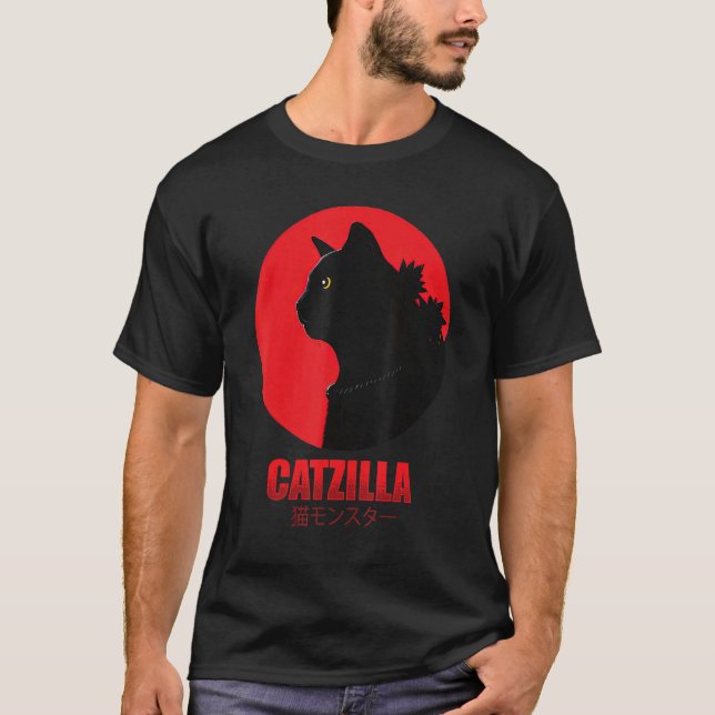 Catzilla Funny Cat Shirt, Funny Cat T Shirt (Framsida)
