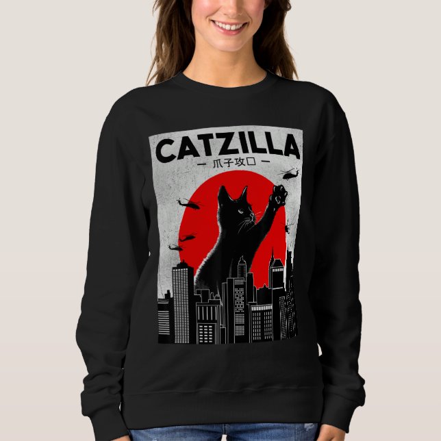 Catzilla Funny Cat Shirt, Funny Cat T-shirt, Cat L T Shirt (Framsida)