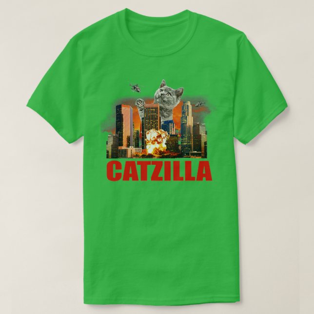 Catzilla Funny Cat T Shirt (Design framsida)