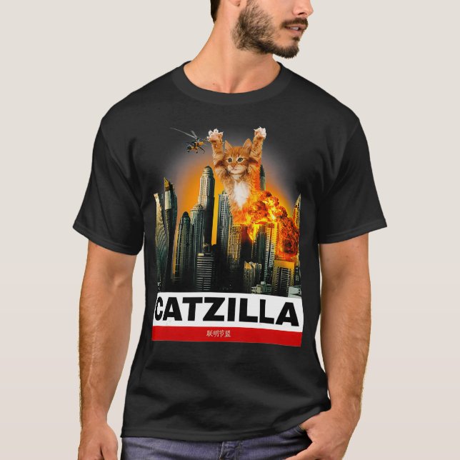 CATZILLA Funny Kattunge för Cat-älskare till T Shirt (Framsida)