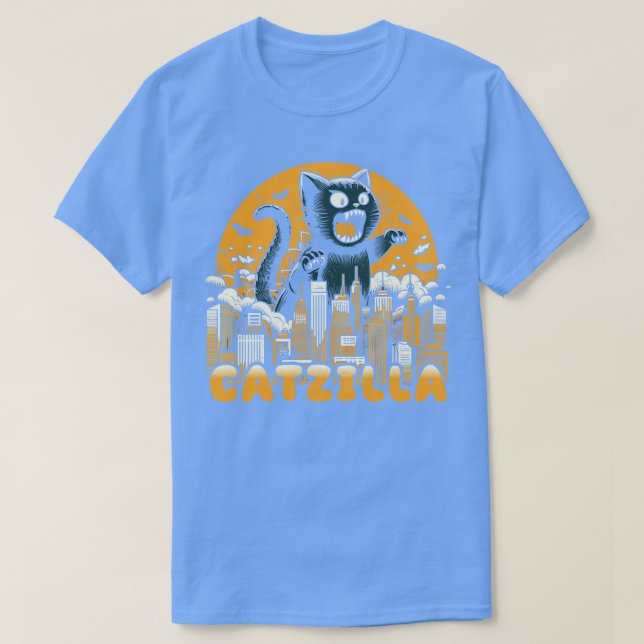 Catzilla Funny Vintage Cat T Shirt (Design framsida)