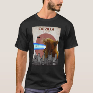 Catzilla Giant Cat med munlasers japansk funn T Shirt