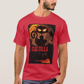 Catzilla Humor on Berömd Monster Movie T Shirt