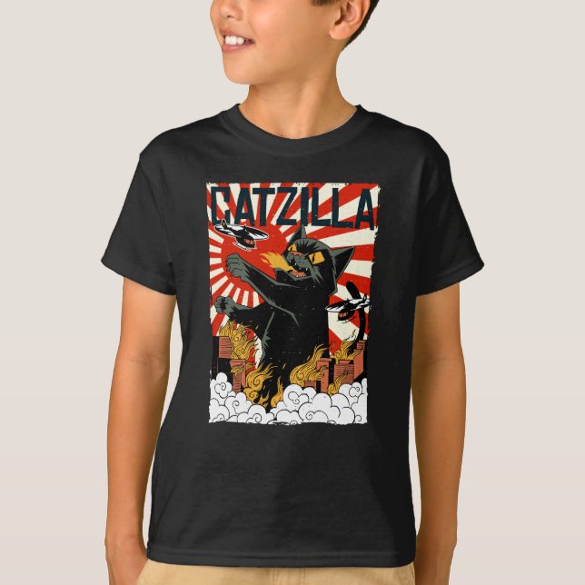 Catzilla I Cats I Cat I Cat I Cats I Kittens T Shirt (Framsida)