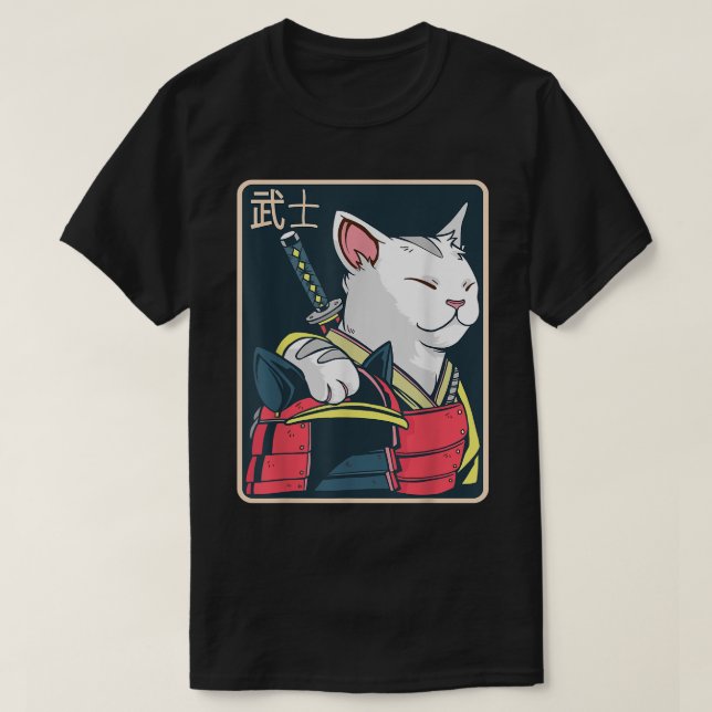 Catzilla - japansk kattart - Katana Sword - Anime T Shirt (Design framsida)