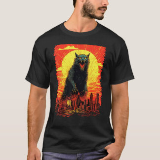 Catzilla Japansk Söt Katt Sak Katt Katt Mamma Kat T Shirt