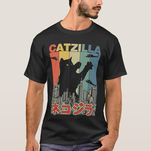 Catzilla Japansk Vintage Essential T-Shirt (Framsida)
