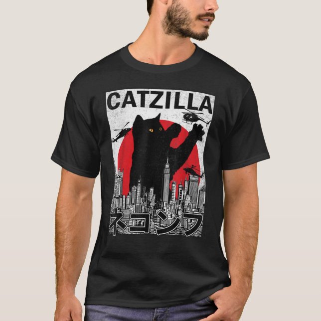 Catzilla Japansk Vintage Sunset Classic T-Shirt (Framsida)