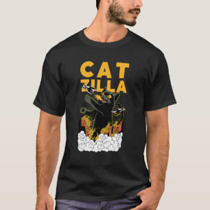 Catzilla Kaiju Katt Destruderar En Japansk Stad T Shirt
