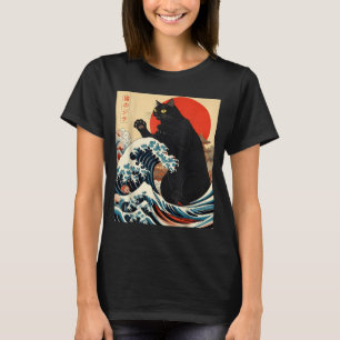 Catzilla Katt Japansk Konst Rolig Katt Kawaii Roli T Shirt