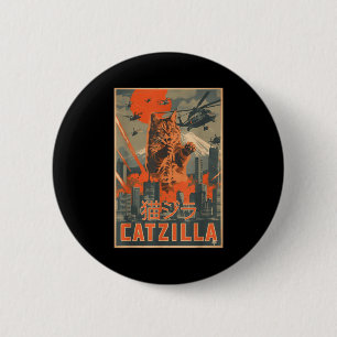 Catzilla Katt Japansk Konst Roliga Kattpresenter F Knapp