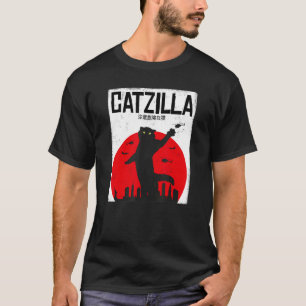 Catzilla Katt Kittel Kattdjur Katt Dräkt Japan Fil T Shirt