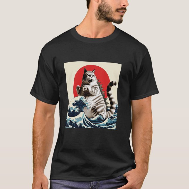 Catzilla - kattälskare kattägare kitty t shirt (Framsida)